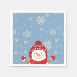 Winter Onederland eerste verjaardag blauw en zilve Servet