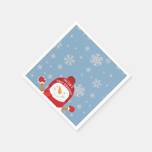 Winter Onederland eerste verjaardag blauw en zilve Servet (Hoek)