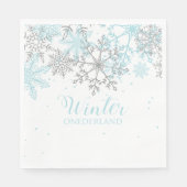 Winter Onederland eerste verjaardag blauw en zilve Servet (Voorkant)