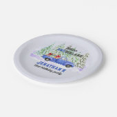 Winter Onederland Eerste Verjaardag blauwe vrachtw Papieren Bordje (Gekanteld)