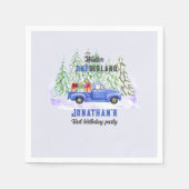 Winter Onederland Eerste Verjaardag blauwe vrachtw Servet (Voorkant)