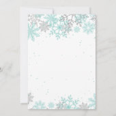 Winter Onederland Eerste verjaardag blauwgroen sne Kaart (Achterkant)
