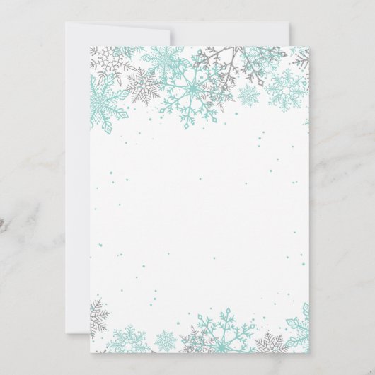 Winter Onederland Eerste verjaardag blauwgroen sne Kaart (Achterkant)