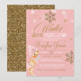 Winter Onederland Eerste verjaardag Blonde Baby Gi Kaart
