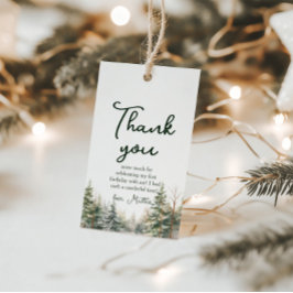 Winter Onederland Eerste verjaardag Cadeaulabel