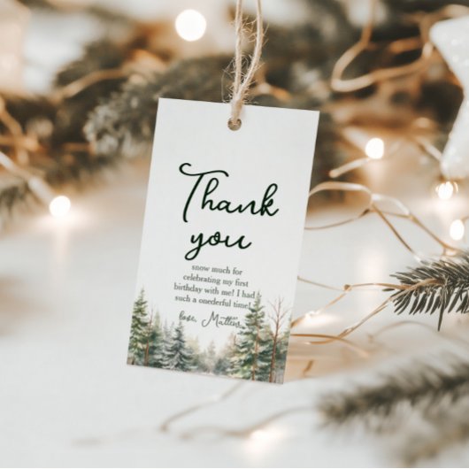 Winter Onederland Eerste verjaardag Cadeaulabel