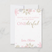 Winter ONEderland eerste verjaardag dank je kaart (Voorkant)