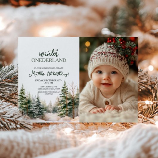 Winter Onederland Eerste Verjaardag Foto Kaart