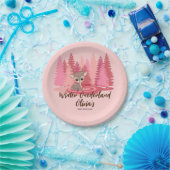 Winter Onederland Eerste Verjaardag Herten Roze Bo Papieren Bordje (Feest)