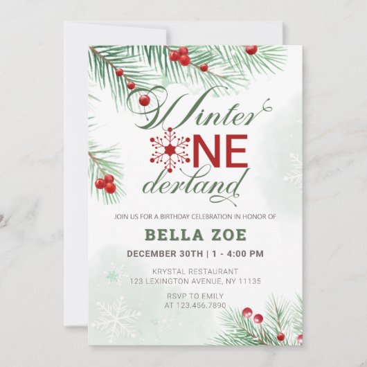 Winter Onederland Eerste verjaardag Kaart (Voorkant)