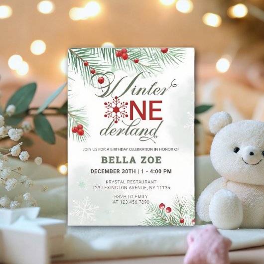 Winter Onederland Eerste verjaardag Kaart