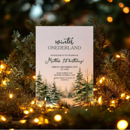 Winter Onederland Eerste verjaardag Kaart