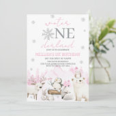 Winter ONEderland eerste verjaardag Kaart (Staand voorkant)