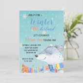 Winter Onederland Eerste verjaardag Kaart (Staand voorkant)