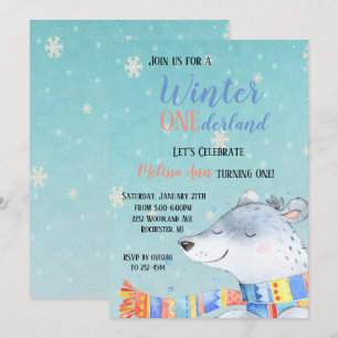 Winter Onederland Eerste Verjaardag Kaart
