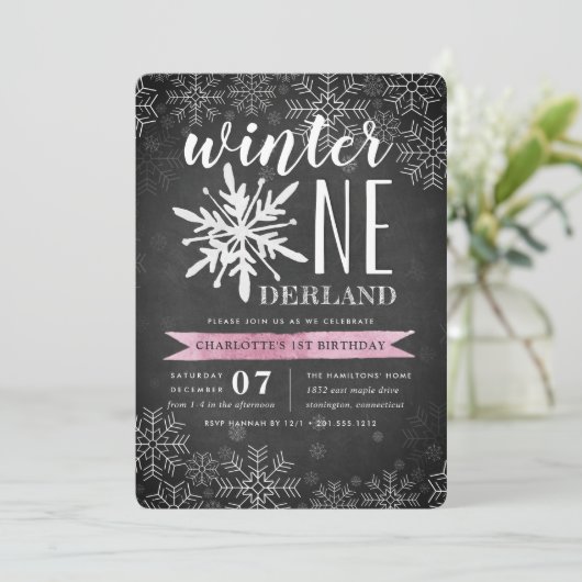 Winter Onederland Eerste verjaardag Kaart (Staand voorkant)