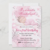 Winter Onederland Eerste Verjaardag meisje Kaart (Voorkant)