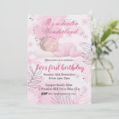 Winter Onederland Eerste Verjaardag meisje Kaart (Staand voorkant)