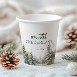 Winter Onederland Eerste verjaardag Papieren Bekers