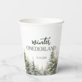 Winter Onederland Eerste verjaardag Papieren Bekers (Achterkant)