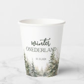 Winter Onederland Eerste verjaardag Papieren Bekers (Voorkant)