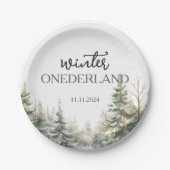 Winter Onederland Eerste verjaardag Papieren Bordje (Voorkant)