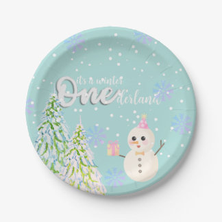 Winter Onederland eerste verjaardag Papieren Bordje