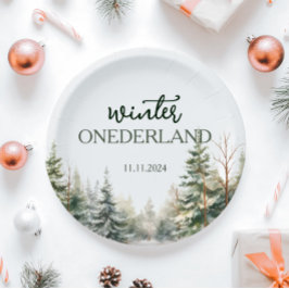 Winter Onederland Eerste verjaardag Papieren Bordje