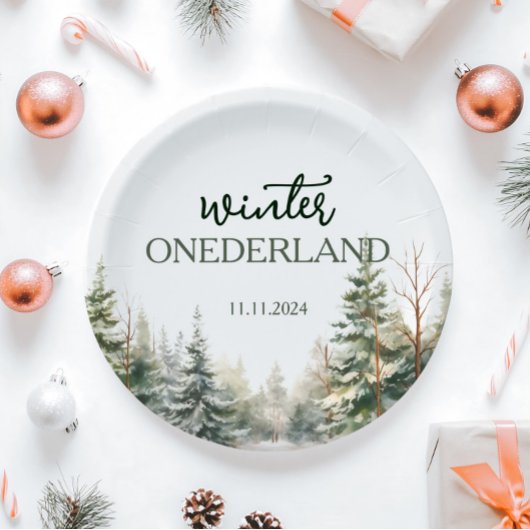 Winter Onederland Eerste verjaardag Papieren Bordje