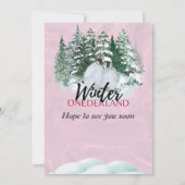 Winter Onederland Eerste Verjaardag Pinguïn Roze Kaart (Achterkant)