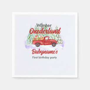 Winter Onederland Eerste Verjaardag Red Truck Cade Servet