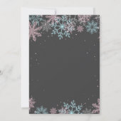 Winter Onederland Eerste Verjaardag Roze Blauw Sne Kaart (Achterkant)