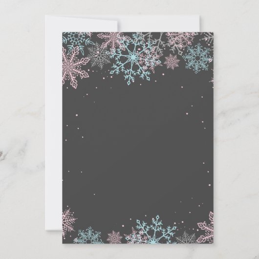 Winter Onederland eerste verjaardag roze blauwe sn Kaart (Achterkant)