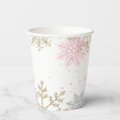 Winter Onederland eerste verjaardag roze goud Papieren Bekers (Achterkant)