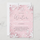 Winter ONEderland eerste verjaardag roze Kaart (Voorkant)