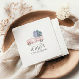Winter Onederland Eerste verjaardag roze vrachtwag Servet