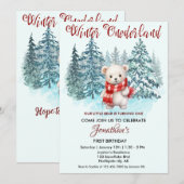 Winter Onederland Eerste Verjaardag Schattige Beer Kaart (Voorkant / Achterkant)