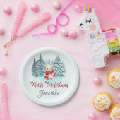 Winter Onederland Eerste Verjaardag Schattige Beer Papieren Bordje (Feest)