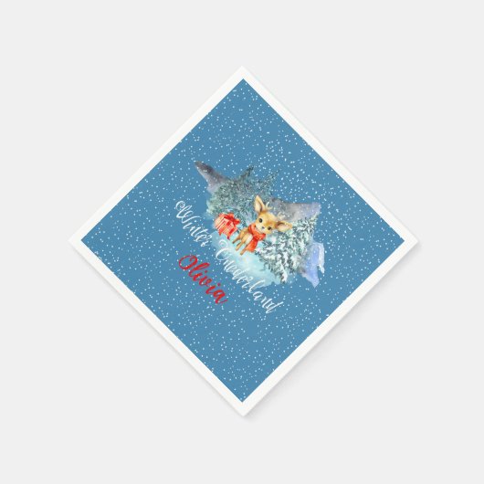 Winter Onederland Eerste Verjaardag Schattige rend Servet (Hoek)