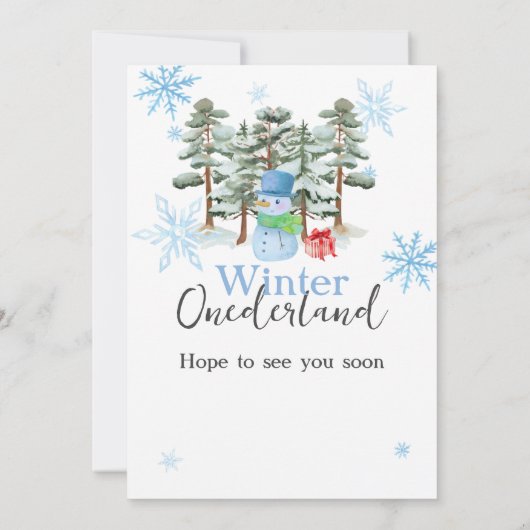 Winter Onederland Eerste Verjaardag Schattige Snee Kaart (Achterkant)