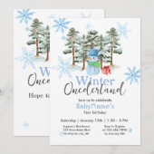 Winter Onederland Eerste Verjaardag Schattige Snee Kaart (Voorkant / Achterkant)