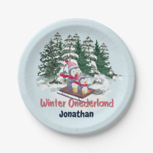 Winter Onederland Eerste Verjaardag Schattigee Pin Papieren Bordje