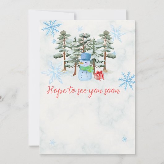 Winter Onederland Eerste Verjaardag Schattigee sne Kaart (Achterkant)