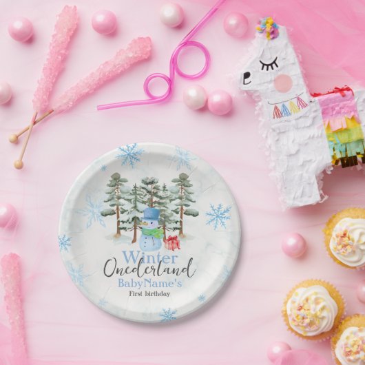 Winter Onederland Eerste Verjaardag Schattigee sne Papieren Bordje (Feest)