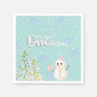 Winter Onederland eerste verjaardag Servet