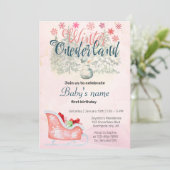 Winter Onederland eerste verjaardag sneeuwpop roze Kaart (Staand voorkant)