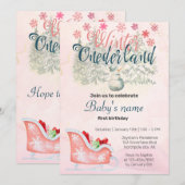 Winter Onederland eerste verjaardag sneeuwpop roze Kaart (Voorkant / Achterkant)