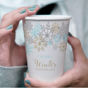 Winter Onederland eerste verjaardag Sneeuwvlok Ser Papieren Bekers
