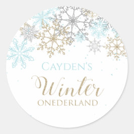 Winter Onederland eerste verjaardag Snowflake Ronde Sticker
