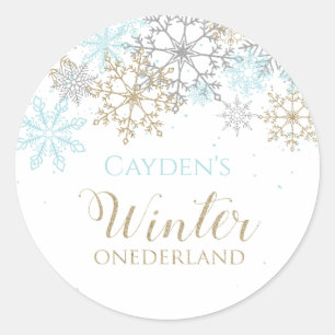 Winter Onederland eerste verjaardag Snowflake Ronde Sticker